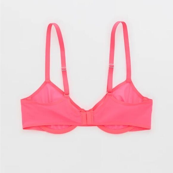 NWT Aerie 38D Smoothez Mesh Unlined Sheer Sexy Balconette Bright Pink Bra - Picture 2 of 10